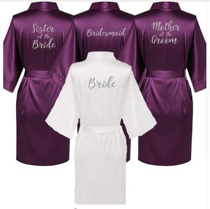Purple Satin Robe Bride Bridesmaid