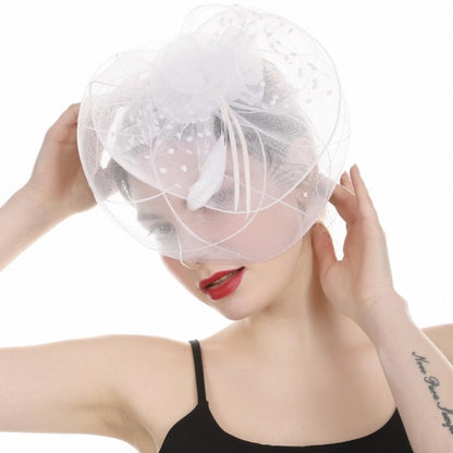 Outtop Fascinators Women Flower Mesh Hat Ribbons And Feathers Headwear