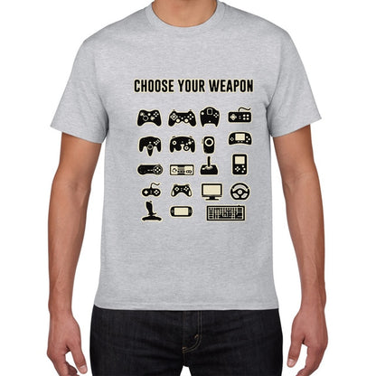 Mens Funny Choose Your Weapon Gamer Video Games Tshirt Top Tee