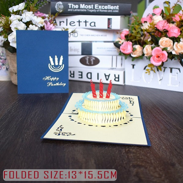 3D Pop Up Cards Birthday Cake Postcards