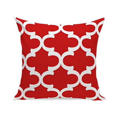 Nordic Red White Velvet Geometric Cushion Cover Pillow Case