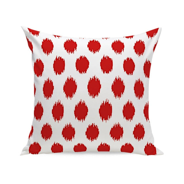 Nordic Red White Velvet Geometric Cushion Cover Pillow Case