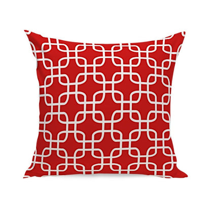 Nordic Red White Velvet Geometric Cushion Cover Pillow Case