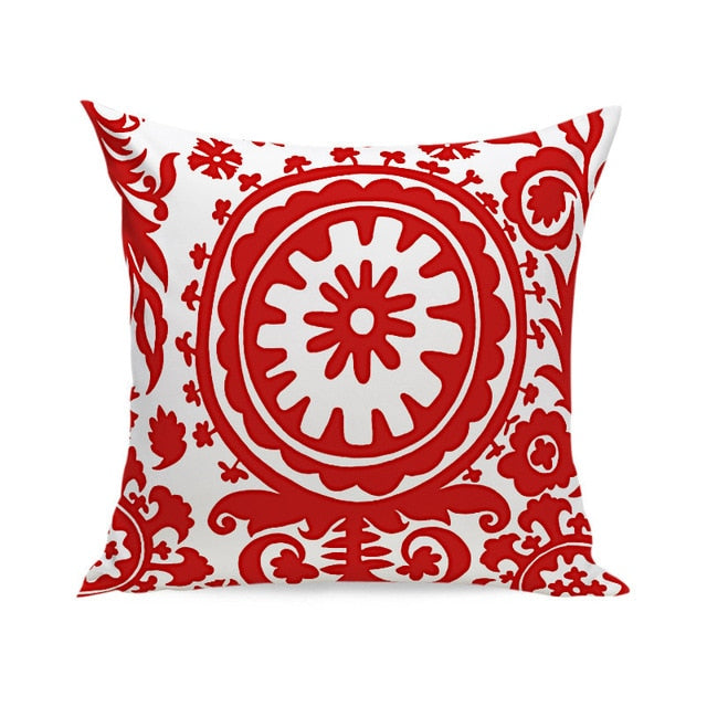 Nordic Red White Velvet Geometric Cushion Cover Pillow Case