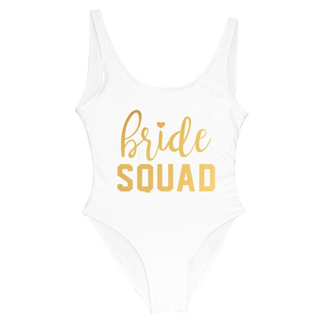 Bachelorette One Piece Swimsuit Bride Squad