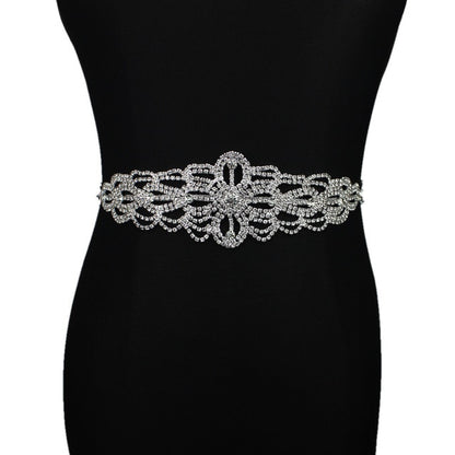 Silver Bridal Belt Rhinestone Waistband