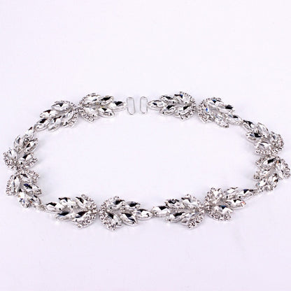 Silver Bridal Belt Rhinestone Waistband