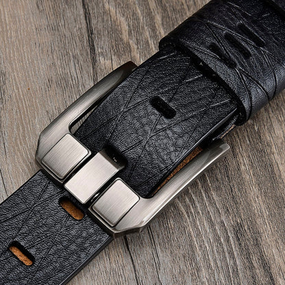Mens Genuine Leather Belt Strap Pin Buckle Black Khaki Brown
