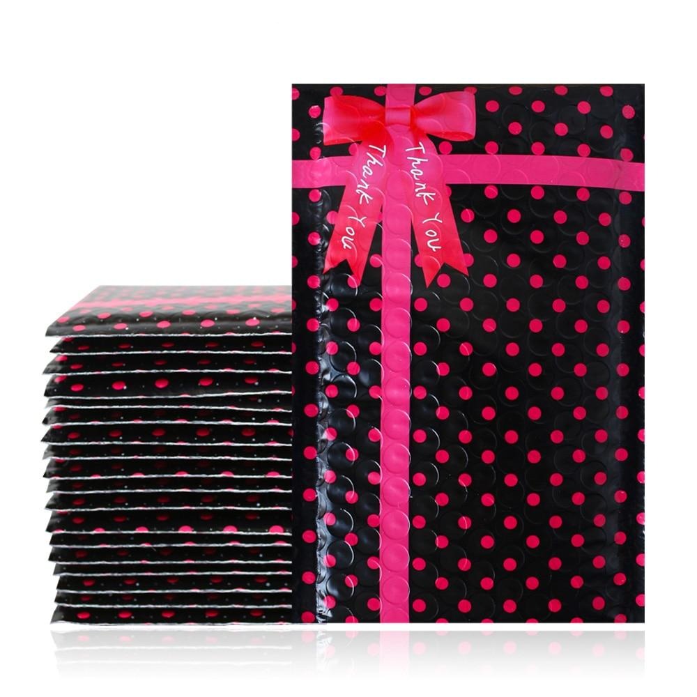 10PCS Small Pink Polka Dots Poly Padded Bubble Envelope Mailers