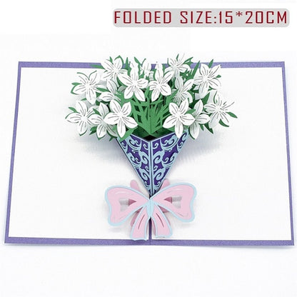 3D Pop Up Romantic Flowers Tree Bouquet Cards