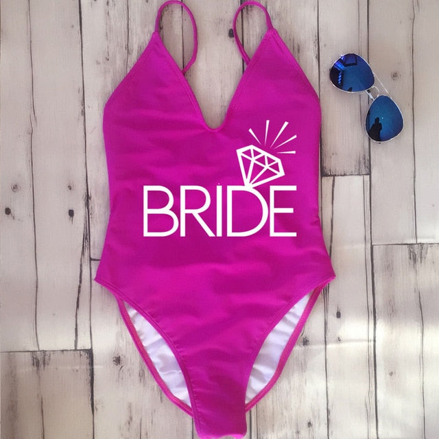 Team Bride One Piece Swimsuit Bachelorette Top Notch Designs Usa 4073