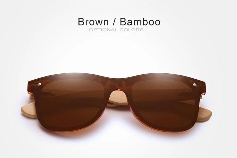 Mens Bamboo Square Retro Sunglasses