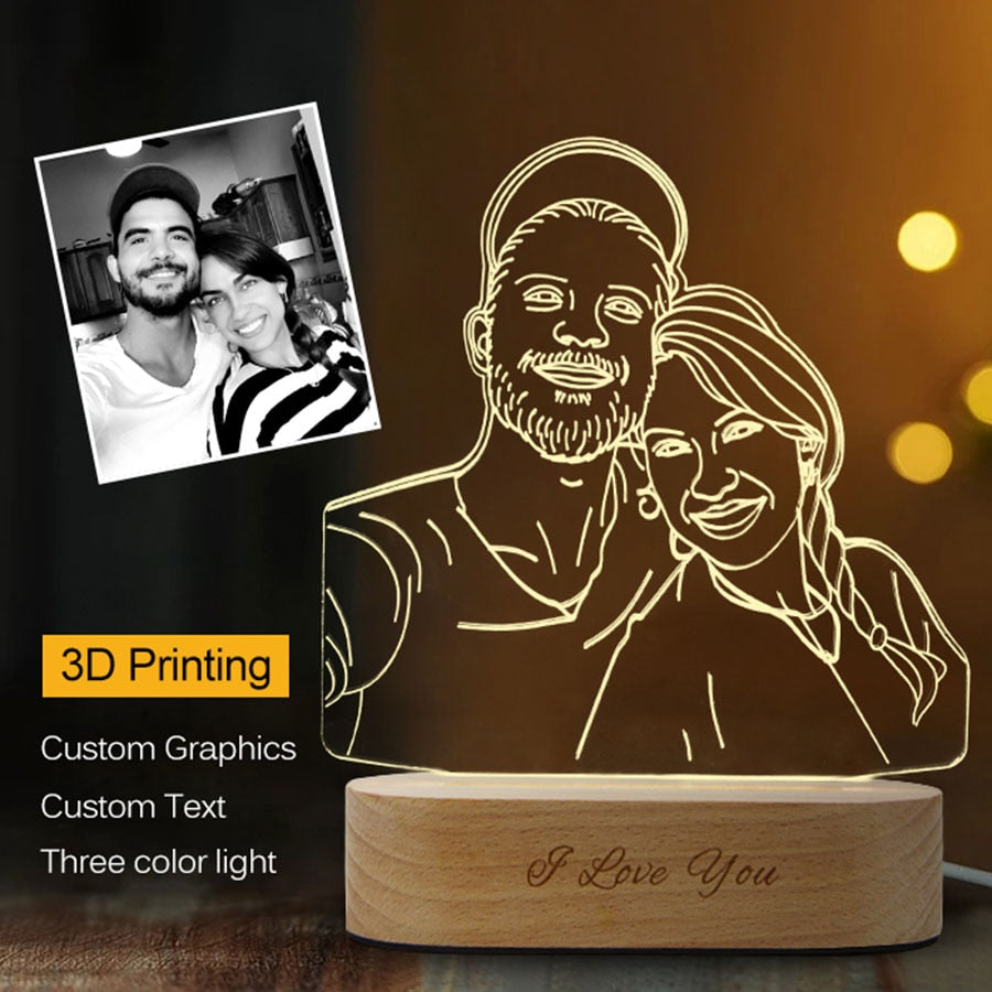 Personalized 3D Photo Night Light USB Lamp Gift