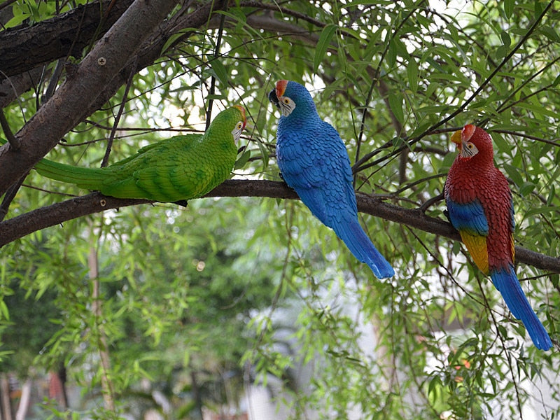 Resin Parrot Statue Wall Mounted Outdoor Garden