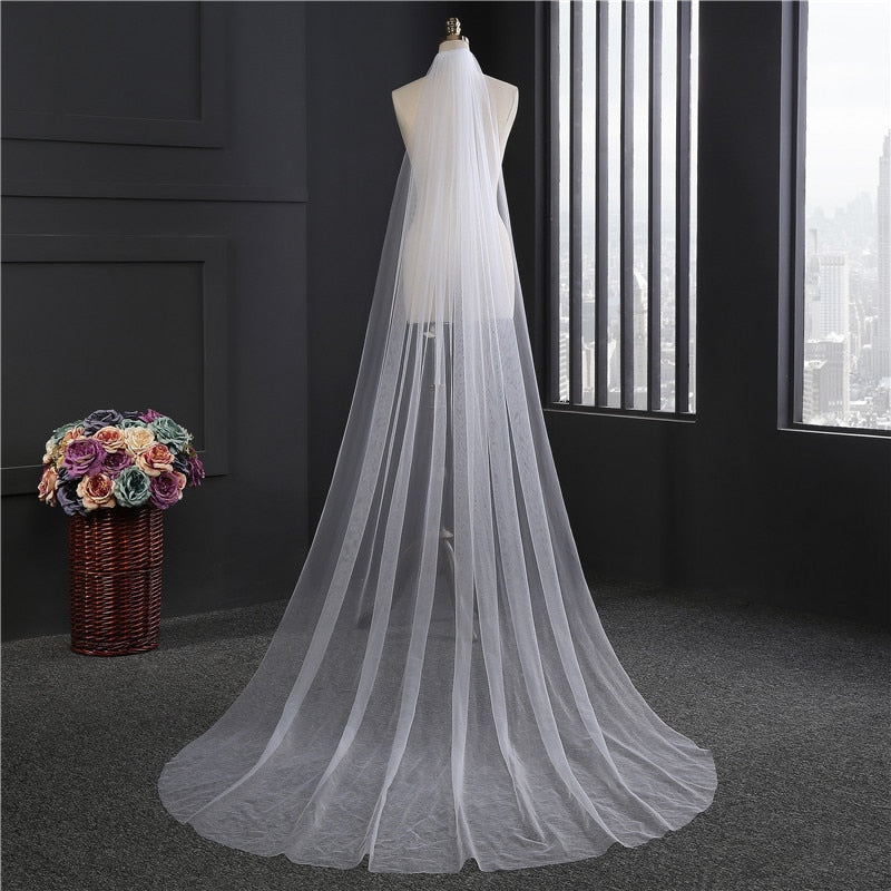 White Ivory One Layer Wedding Veil