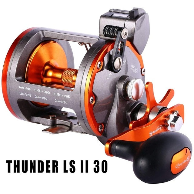 Line Counter Trolling Fishing Reel Level Wind Cast Drum Digital Display