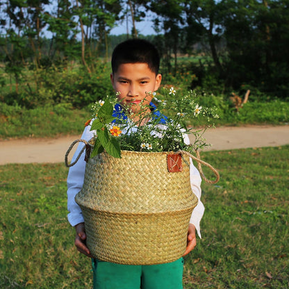 Handmade Rattan Woven Flower Basket Decor