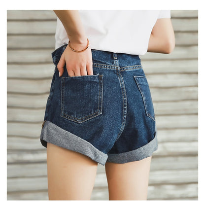 Womens Vintage Denim Shorts Jeans Wide Leg High Waist