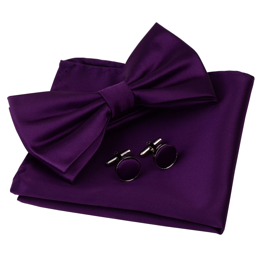 Double Fold Bowties Hanky Cufflinks Gift