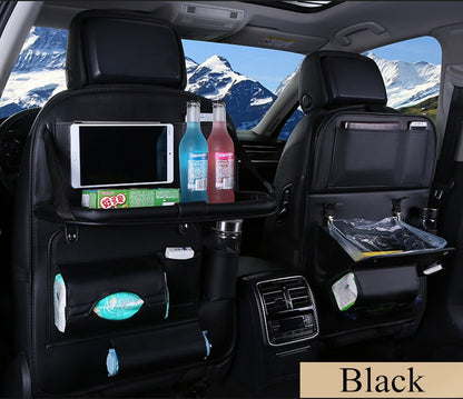 Leather Car Back Seat Table Organizer