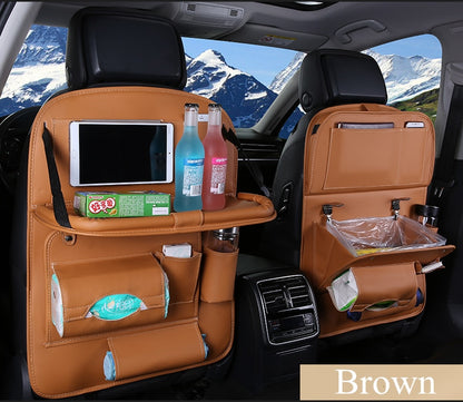 Leather Car Back Seat Table Organizer