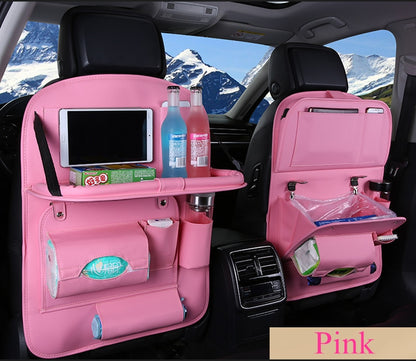 Leather Car Back Seat Table Organizer