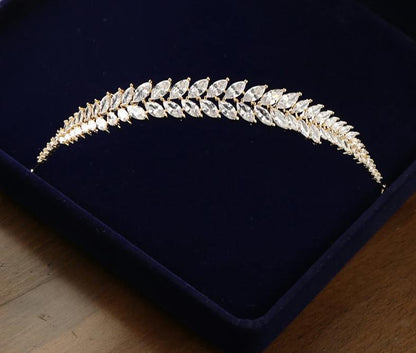 Crystal Leaf Wedding Tiara Headband