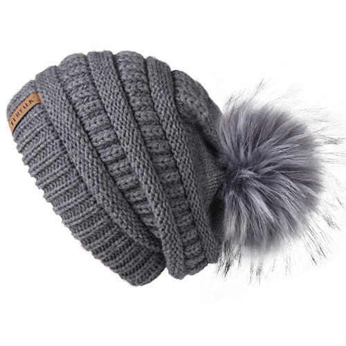 Winter Knitted Pompom Slouchy Beanie Skullies