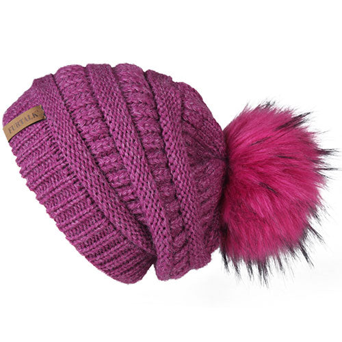 Winter Knitted Pompom Slouchy Beanie Skullies