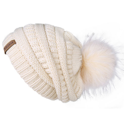 Winter Knitted Pompom Slouchy Beanie Skullies