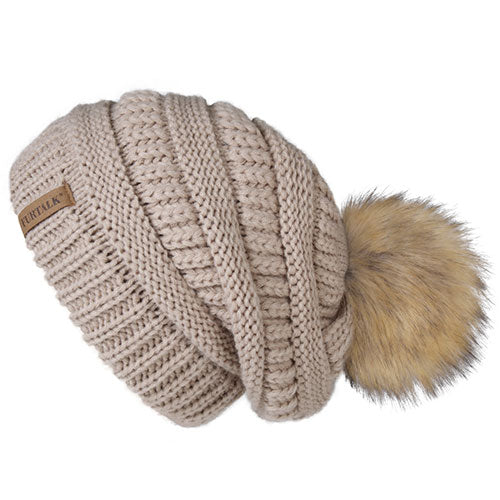 Winter Knitted Pompom Slouchy Beanie Skullies