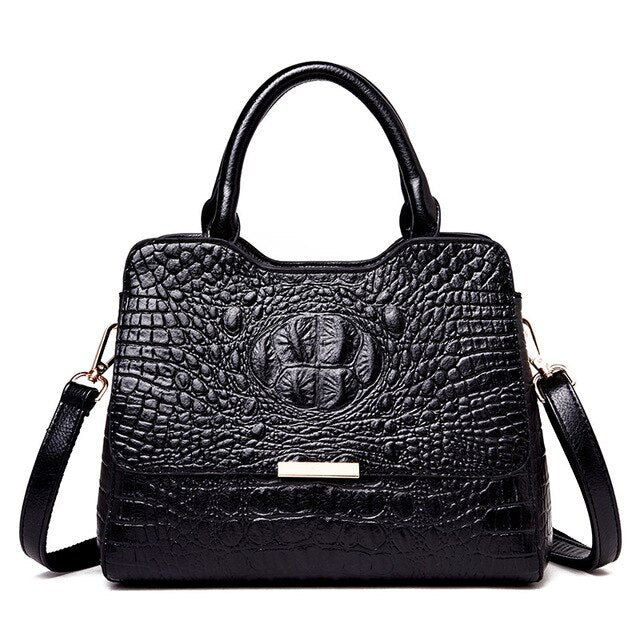 Crocodile Embossed Pattern Luxury  Shoulder Handbag Genuine Leather