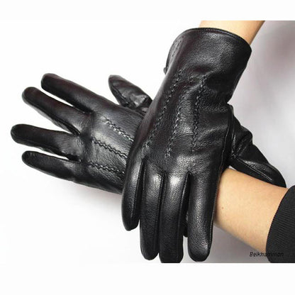Mens Winter Gloves Leather Deerskin Autumn Winter Warm