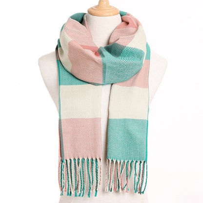 Womens Plaid Winter Fall Scarf Cashmere