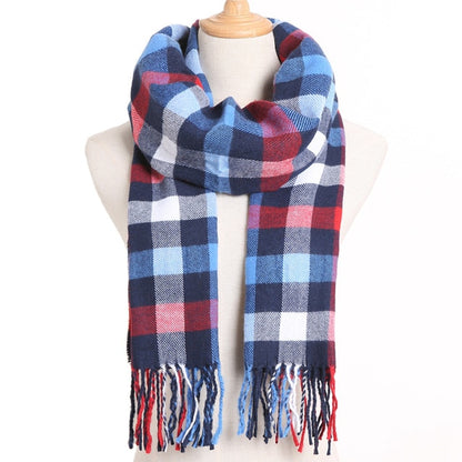 Womens Plaid Winter Fall Scarf Cashmere