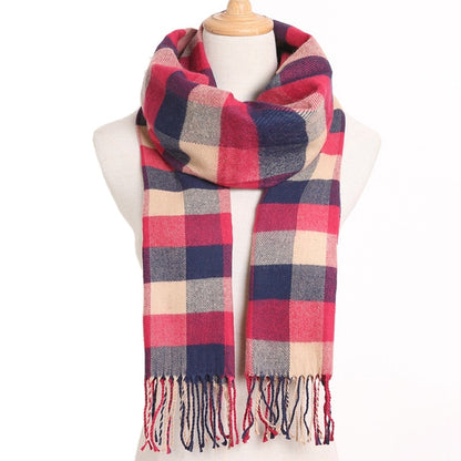Womens Plaid Winter Fall Scarf Cashmere