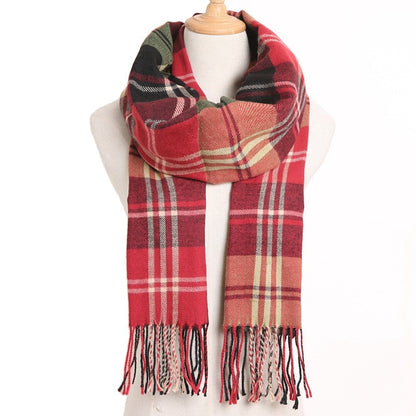 Womens Plaid Winter Fall Scarf Cashmere