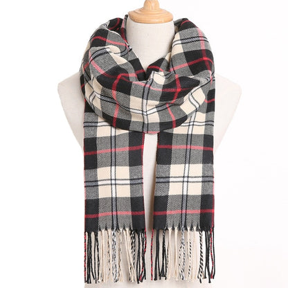 Womens Plaid Winter Fall Scarf Cashmere