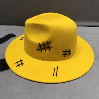 Hashtag Yellow Wool Felt Fedora Hat