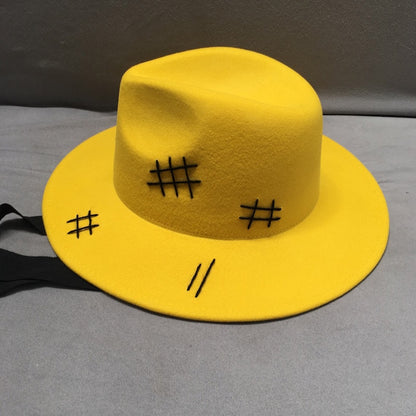Hashtag Yellow Wool Felt Fedora Hat