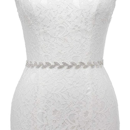 Silver Bridal Belt Rhinestone Waistband