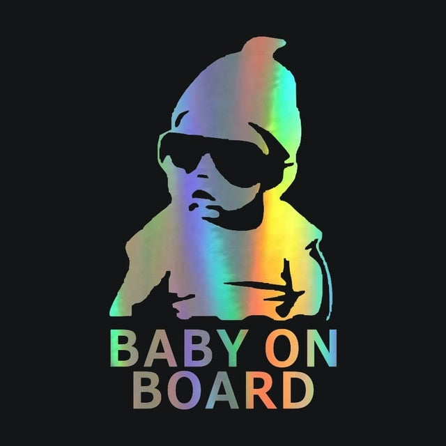 Funny BABY ON BOARD Metallic Car Sticker