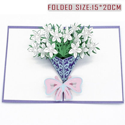 3D Pop Up Mothers Day Flower Greeting Birthday Card