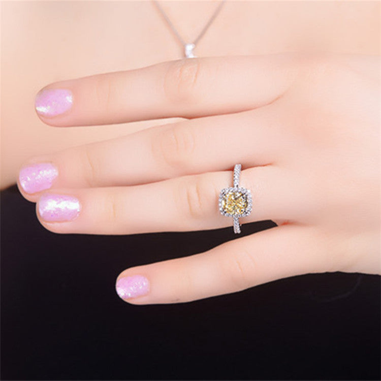 925 Sterling Silver Ring Square Halo Cushion
