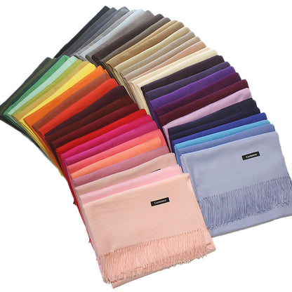 24 Solid COLORS Cashmere Long Scarves with Tassels