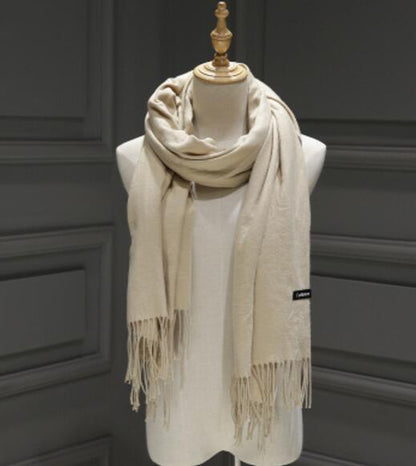 24 Solid COLORS Cashmere Long Scarves with Tassels