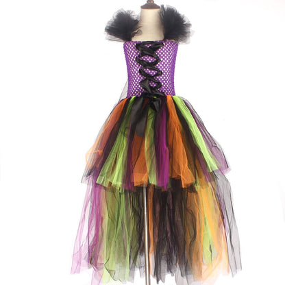 Girls Halloween Witch Tutu Rainbow Dress