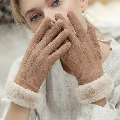 Women Winter Touch Screen Suede Gloves