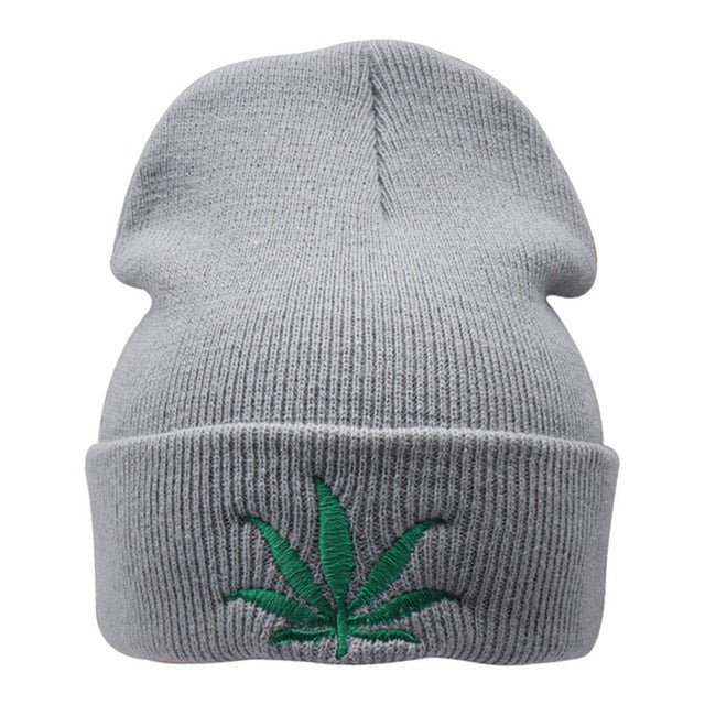 Winter Weed Leaf Beanie Hat Punk Cap Skullies