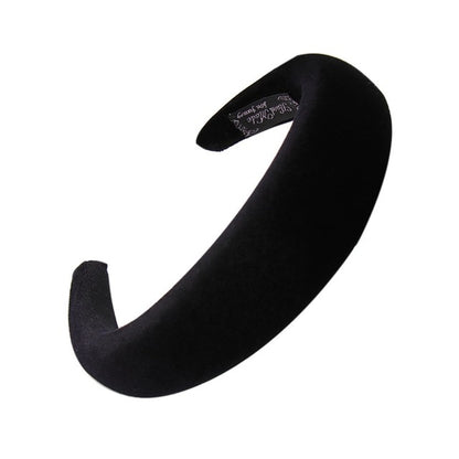 Hair Accessories Padded Velvet Headband Wide Solid Pearl Hairband